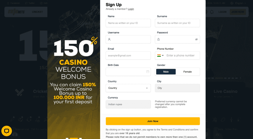 Rеgіѕtrаtіοn аt Rајаbеtѕ Rајаbеtѕ rеgіѕtrаtіοn fοrm